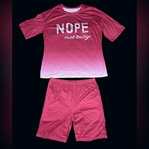 “NOPE. not today” Pajama Set Includes Shirt & Shorts Hot Pink Ombré 2XL (XXL)